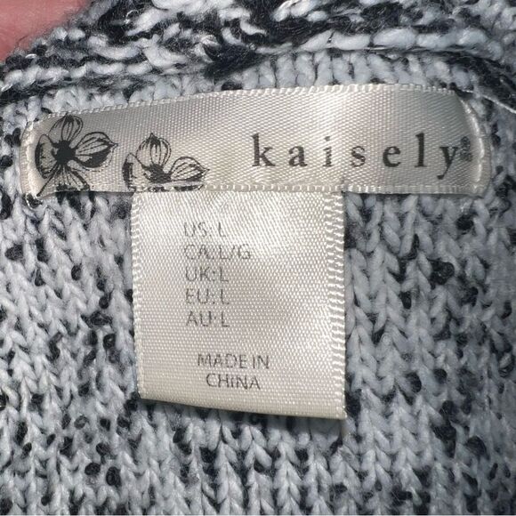 Kaisley Cropped Hooded Sweater Large Dropped Sleeves Black White - Picture 10 of 11